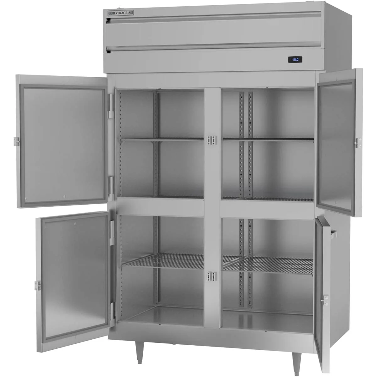 Beverage Air PF2HC-1AHS 52" Two Section Reach-In Freezer w/ 4 Half Solid Doors, Aluminum Interior, 45 cu. ft.