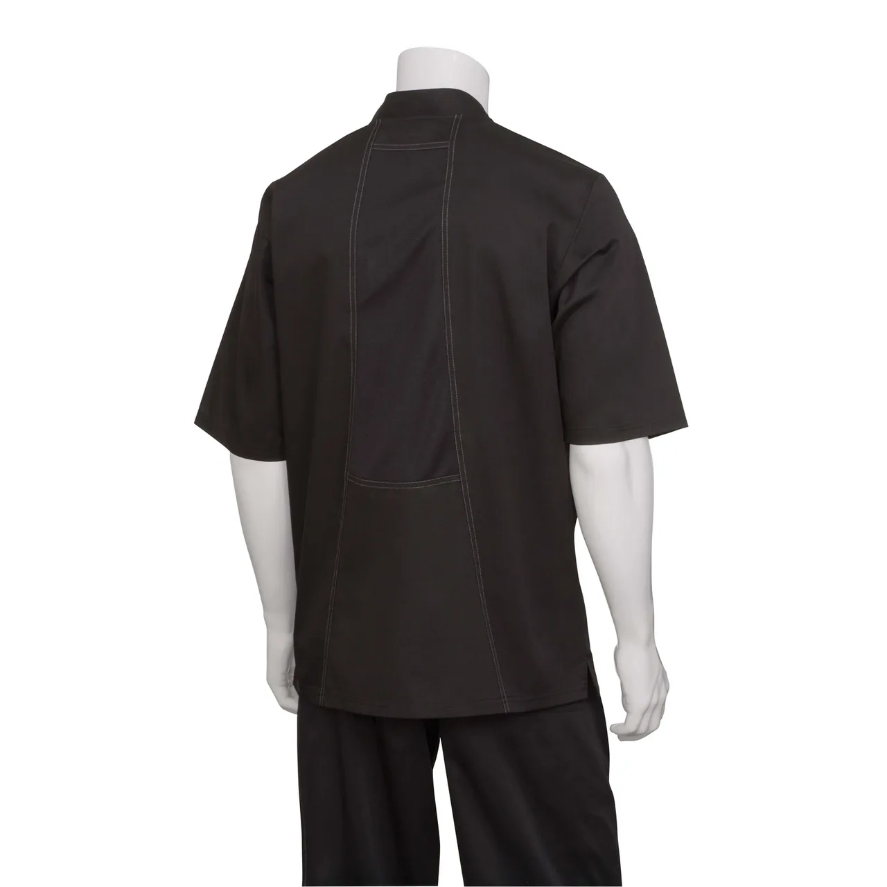 Chef Works VSSS-BBK-2XL Valais Chef Coat, Black 2XL Short‑Sleeve, Cool Vent™ Back, Snap Front