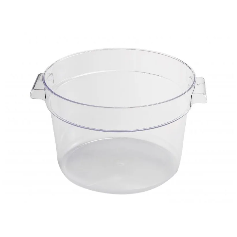 Omcan USA 80177 Food Storage Container – 6 Qt Round Polycarbonate Clear, No Lid, NSF