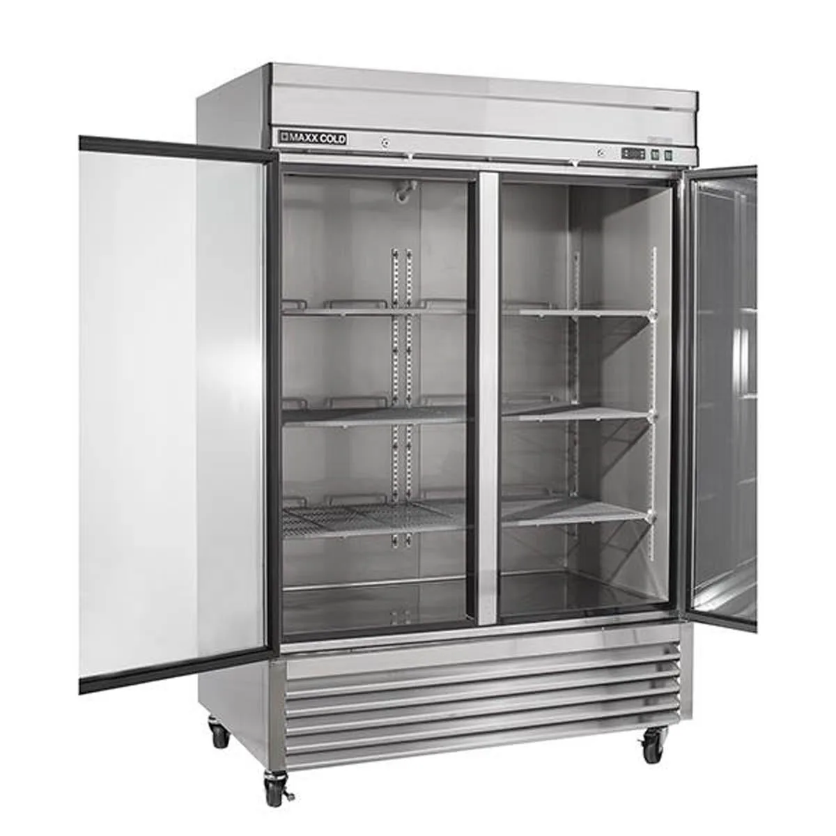 Maxx Cold MXSR-49GDHC 54" Two Section Reach-In Refrigerator w/ 2 Glass Doors, 49 cu. ft.