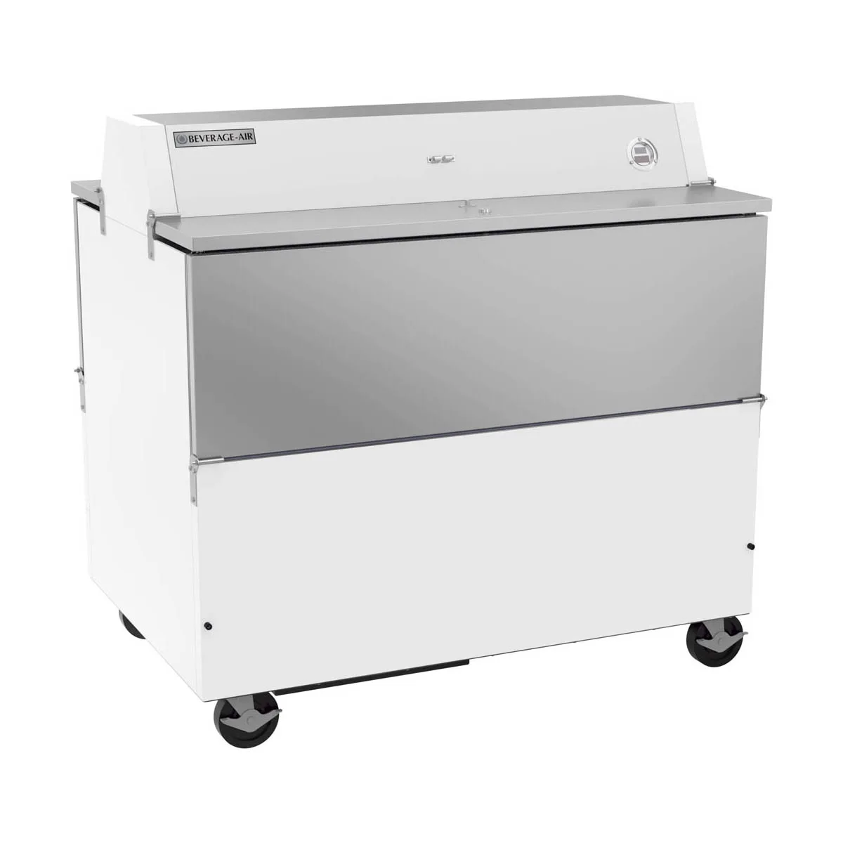 Beverage Air STF49HC-1-W-02 49" Dual Sided Milk Cooler, Forced Air, 12 Crates Capacity