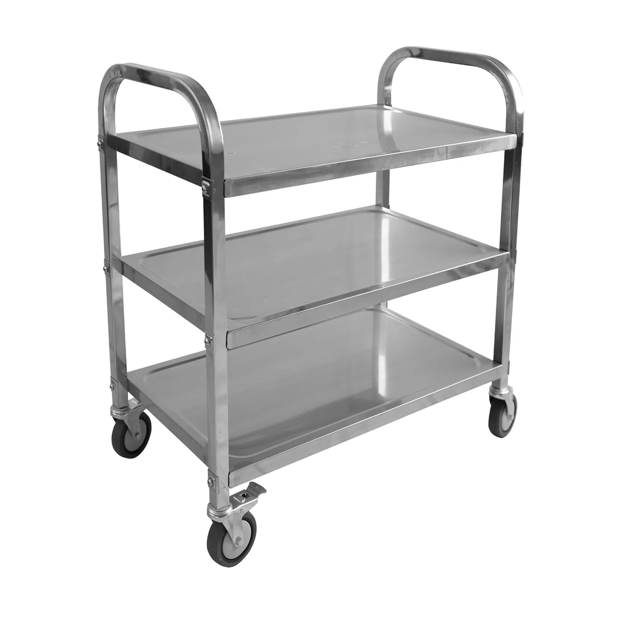 CACChina UCSS-30 3T Utility Cart, 30" x 16" x 33", SS, 4 Non‑Marking Casters (2 Brakes), Shelf 15‑17"×30‑34"