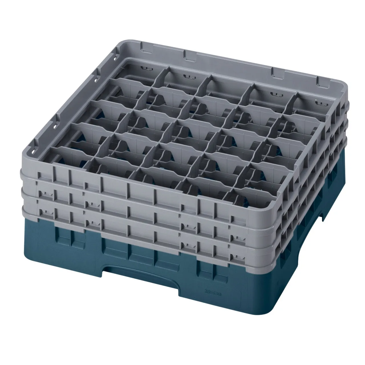 Cambro 25S638414 Camrack Glass Rack, Teal, Full Size, 19-3/4 x 19-3/4, 25 Compartments, 3-7/16 Max Dia, 6-7/8 Max Height