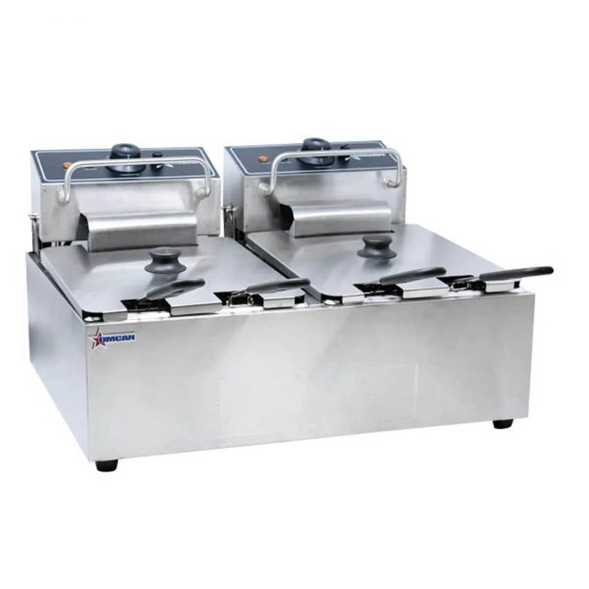 Omcan USA 39372 Split Pot Countertop Electric Fryer w/ 4 Baskets, 12-Liter Capacity, 220V