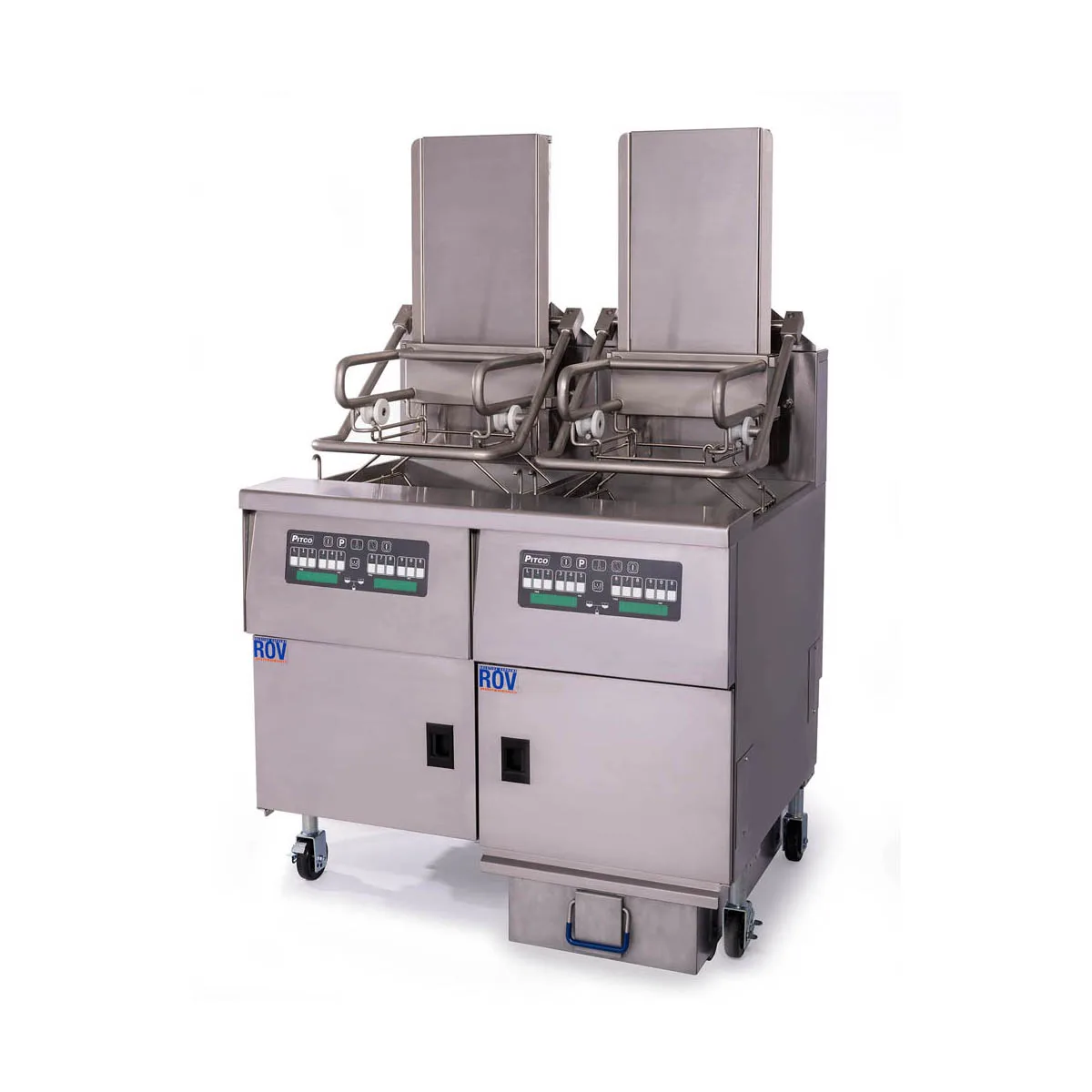 Pitco SELVRF-2/FD Multiple Battery Electric Floor Fryer w/ (2) 76-Lb. Vats, Computer Controls