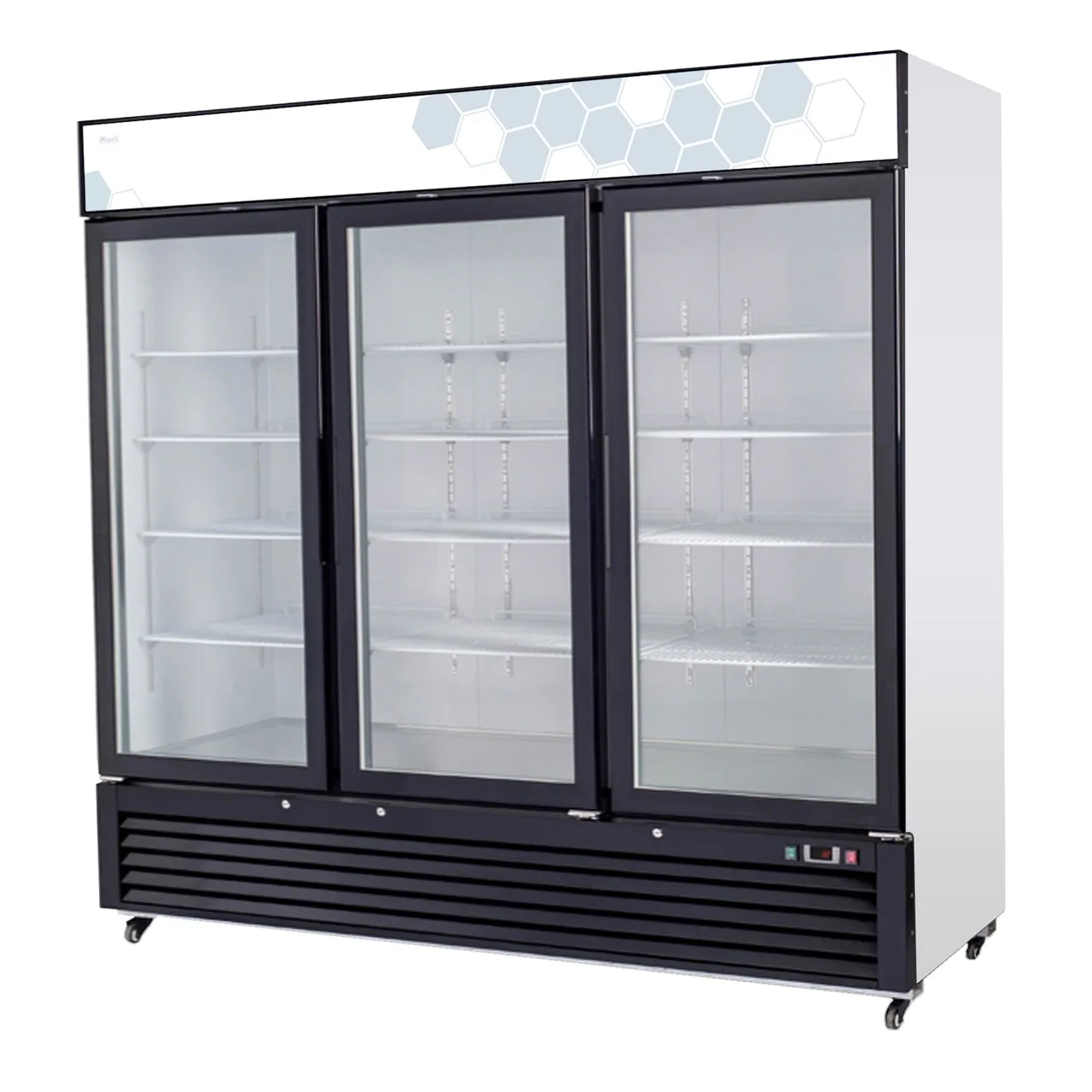 Migali C-72RM-HC 82" 3-Section Merchandiser Refrigerator in White, w/ Glass Door, 72.0 cu. ft.