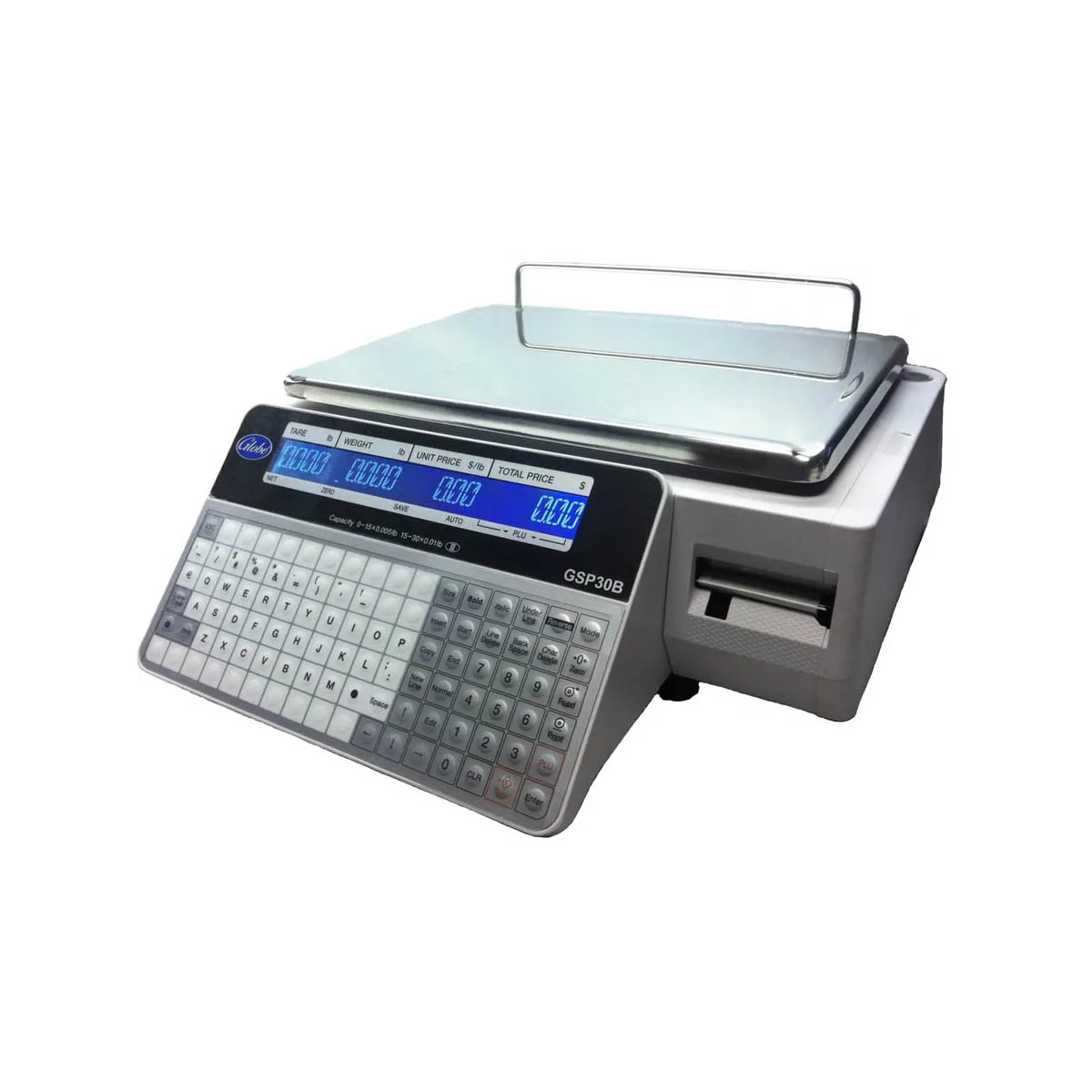 Globe GSP30B Label Scale – 30 lb, .01 lb Accuracy, 10"x14" Stainless Steel Platform, UL/NTEP Legal, Dual‑Side LCD