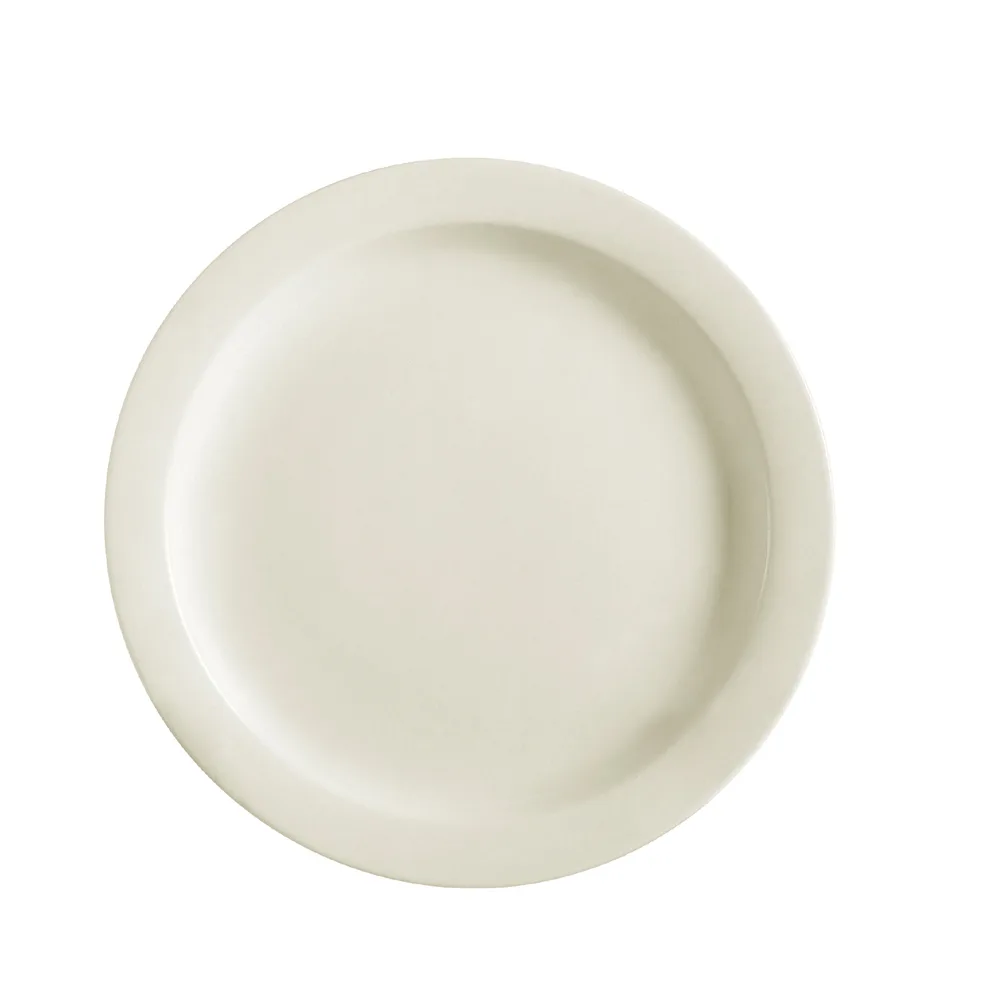 CAC China NRC-20 Plate 11-1/8" Dia x 1-1/2" H Round Narrow Rim Ceramic White Dishwasher Safe - Dozen