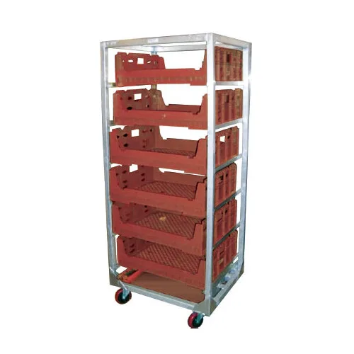 Winholt AL-3207CR-M 7 Box Side Load Mobile Aluminum Produce Crisping Rack