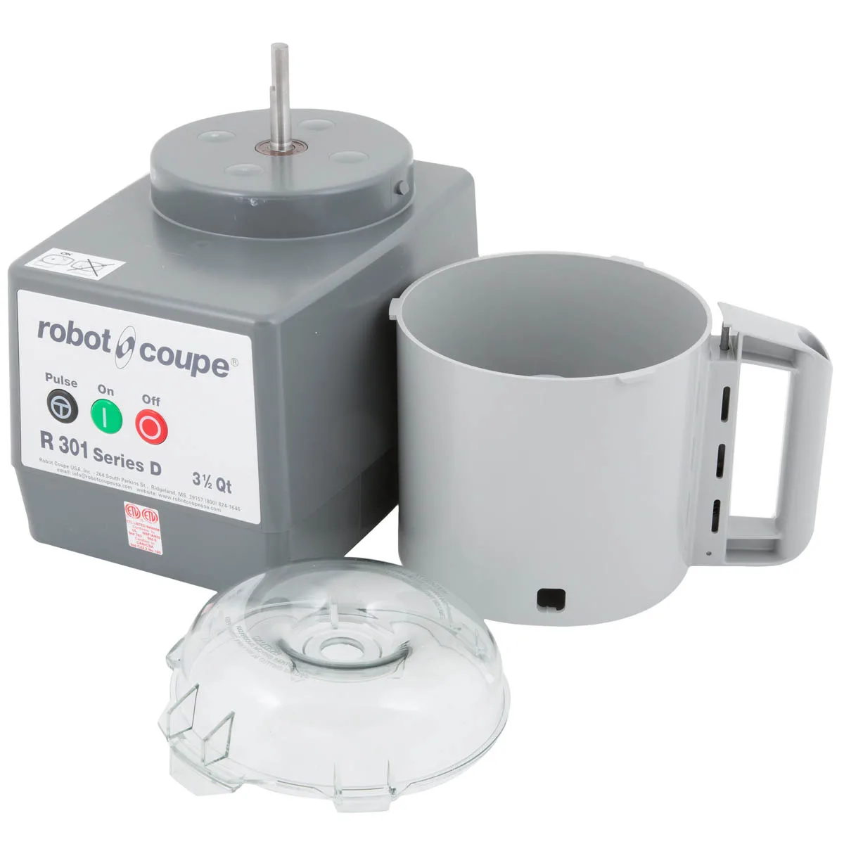 Robot Coupe R301B Commercial Food Processor, 3.7 L Gray Bowl, 1 1/2 hp, 1725 RPM