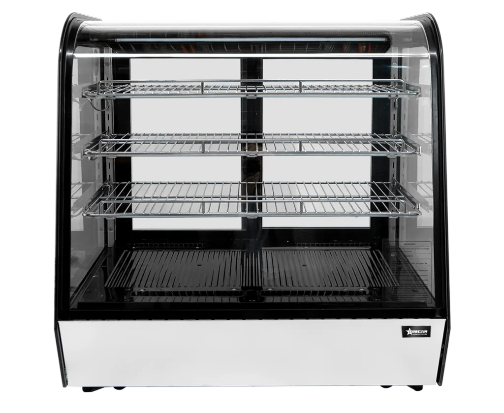 Omcan USA 47967 – 48" Display Case, 7.94 cu.ft, 640W, 110‑120V, R290, Glass Doors, 3 Shelves, Temp