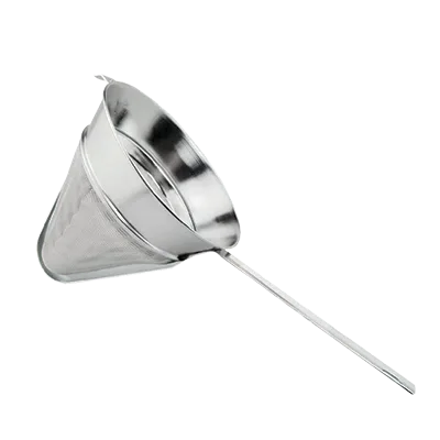 Omcan USA 80122 China Cap Bouillon Strainer, 10" Diameter, 40 Mesh, Flat Handle, Stainless Steel