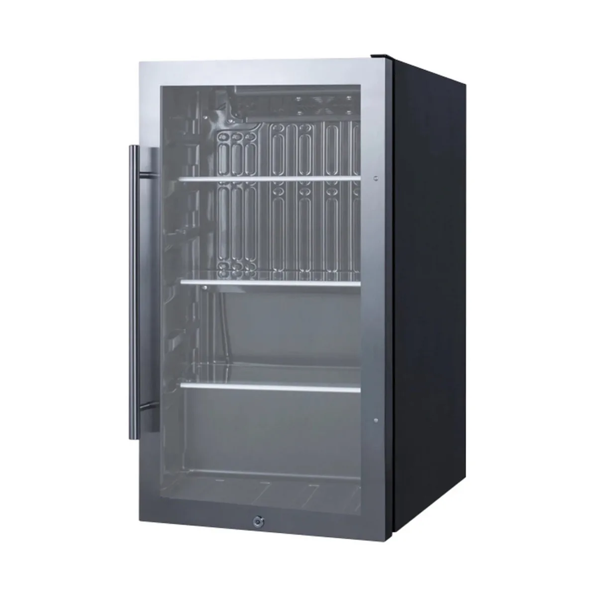 Summit SPR488BOS 19" Built-in Outdoor Glass Door Refrigerator in Black, 3.13 cu. ft.