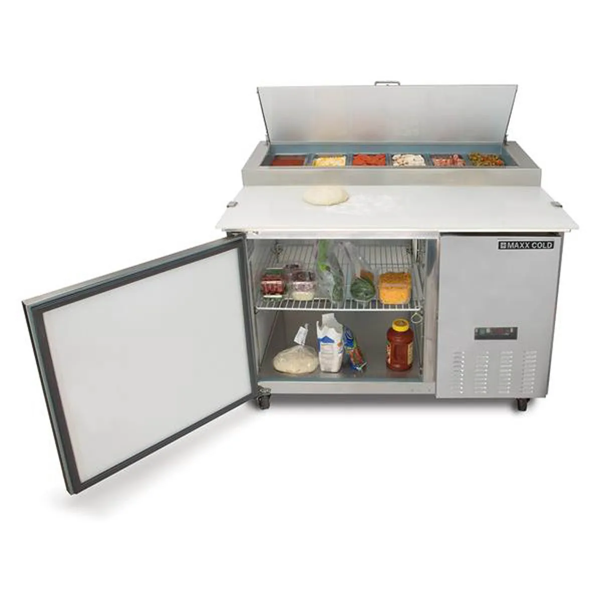 Maxx Cold MXCPP50HC 47" Refrigerated Pizza Prep Table w/ 1 Door, 12 cu. ft.