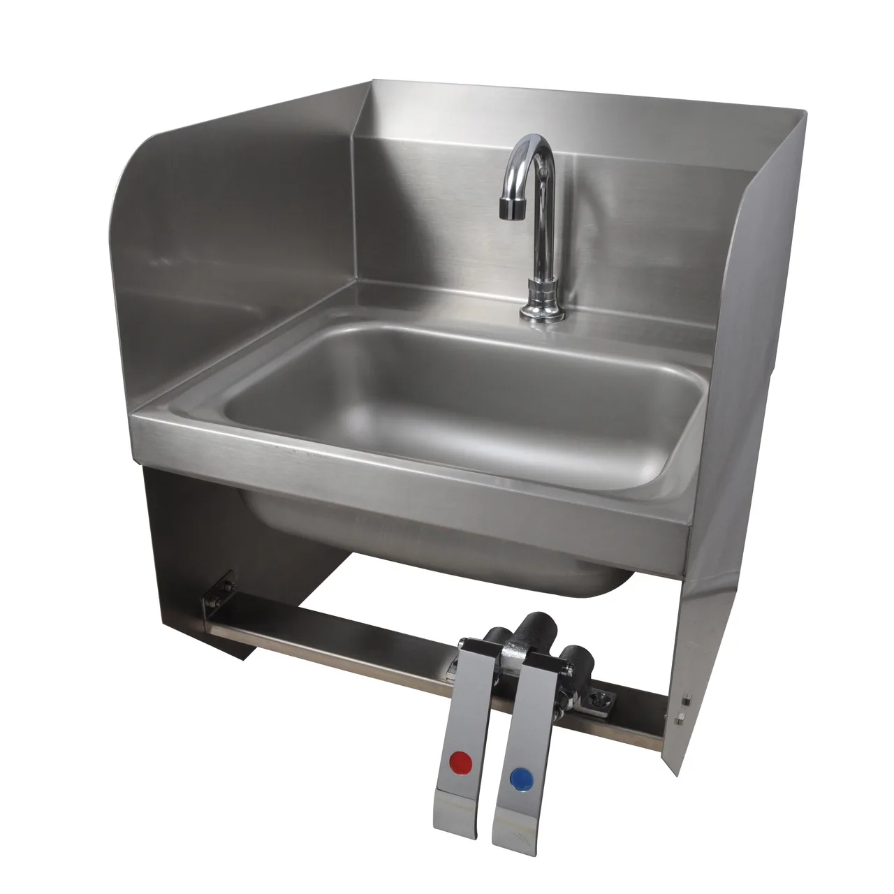 BK Resources BKHS-D-1410-1SSBKKPG 14" Wall Mounted Hand Sink w/Hands Free Faucet-Double Knee Valves