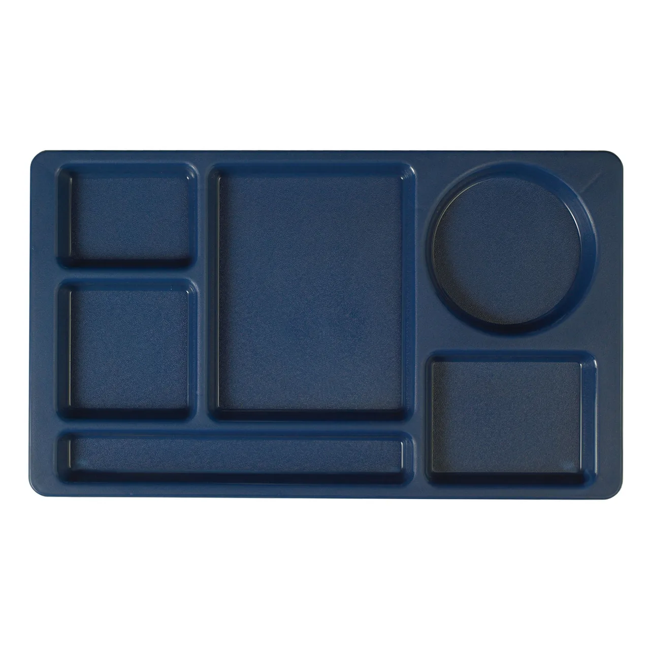 Cambro 915CP186 Camwear 2x2 Tray, 6-Compartment, 8-3/4" x 15" Navy Blue Co‑Polymer, Dishwasher Safe
