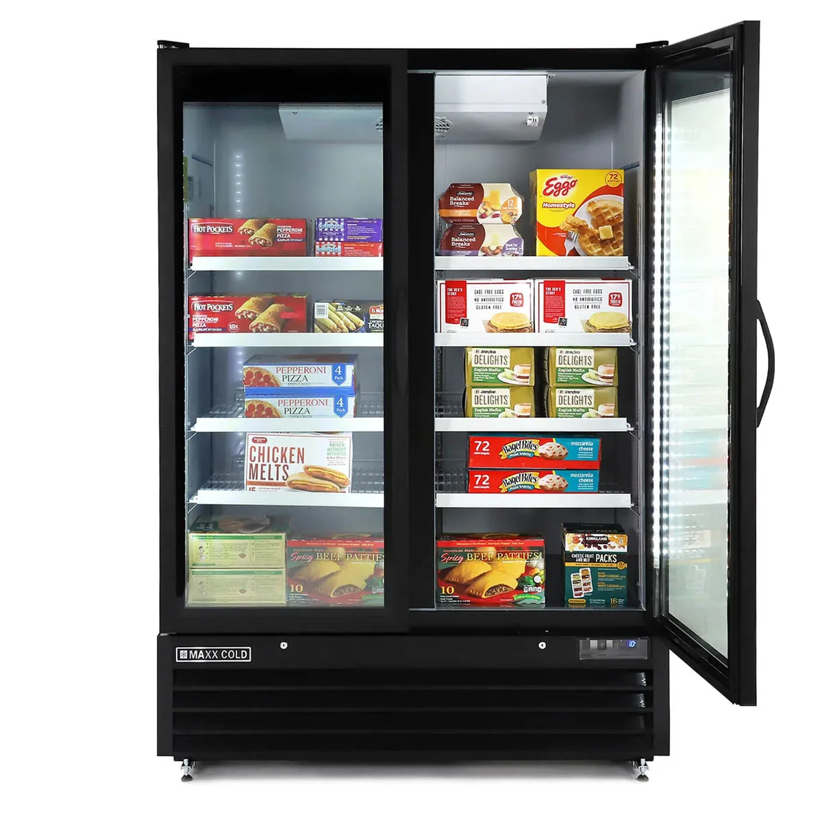 Maxx Cold MXGDM-50FBHC - 54" Glass Door Freezer, Black, 50 cu ft, 1‑1/4 HP, Lockable Doors