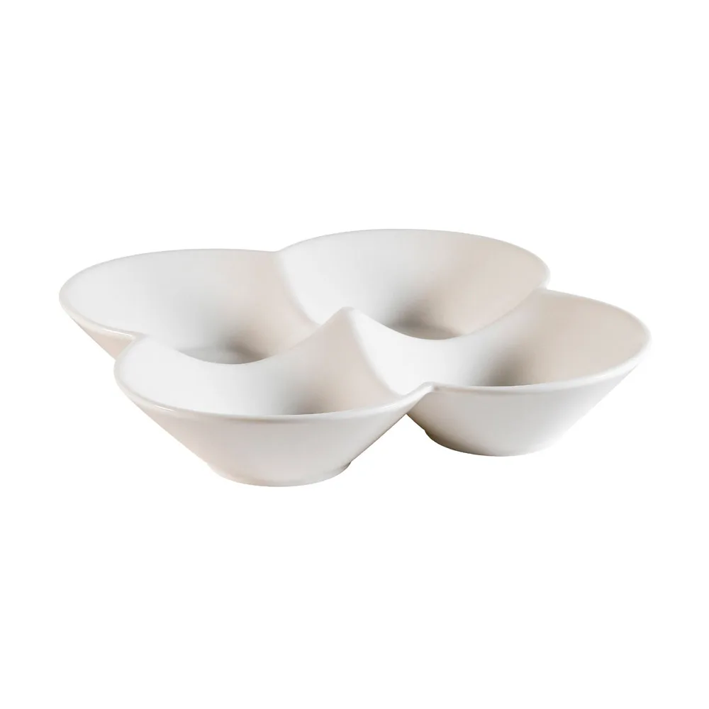 CAC China FWD-8 Flower Dish, 8"L x 8"W x 1-1/2"H, 4-Compartment Porcelain, Dishwasher Safe - Dozen