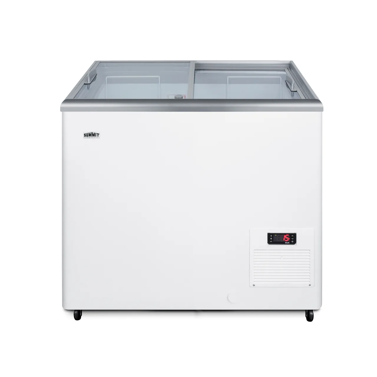 Summit NOVA22 Ice Cream Freezer, 30" Chest, 7.2 Cu.ft, White Exterior, Sliding Glass Lids, 115V 7.2A