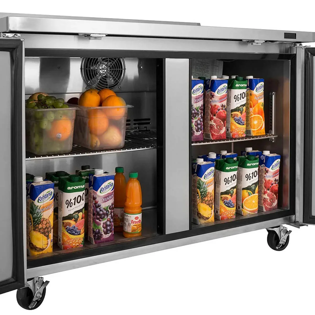 Turbo Air TWF-48SD-N 48" 2-Section Worktop Freezer w/ 2 Doors, 12 cu. ft.