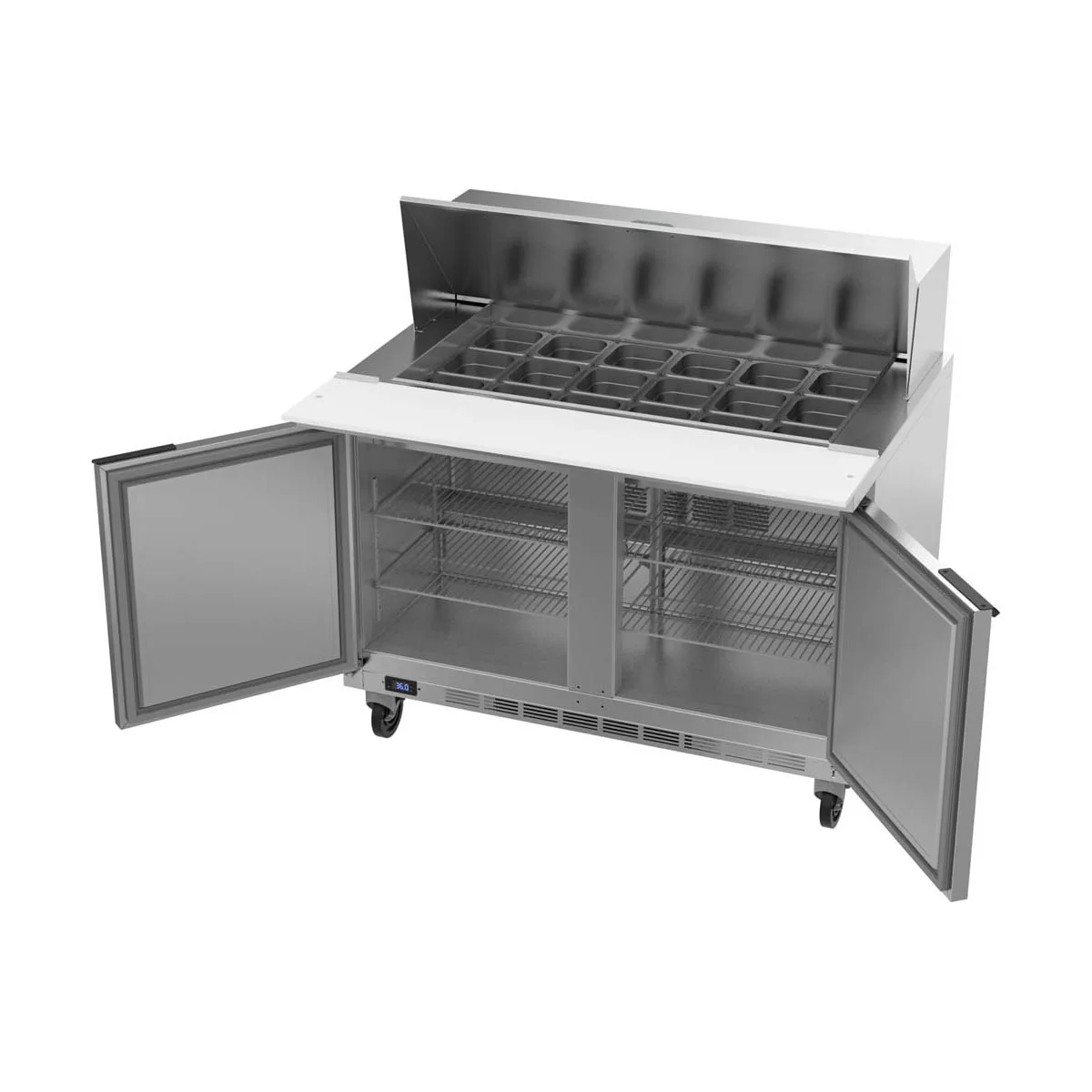 Beverage Air SPE48HC-18M 48" Mega Top Sandwich/Salad Prep Table w/ 2 Doors, 18 Pans, 13 cu. ft.