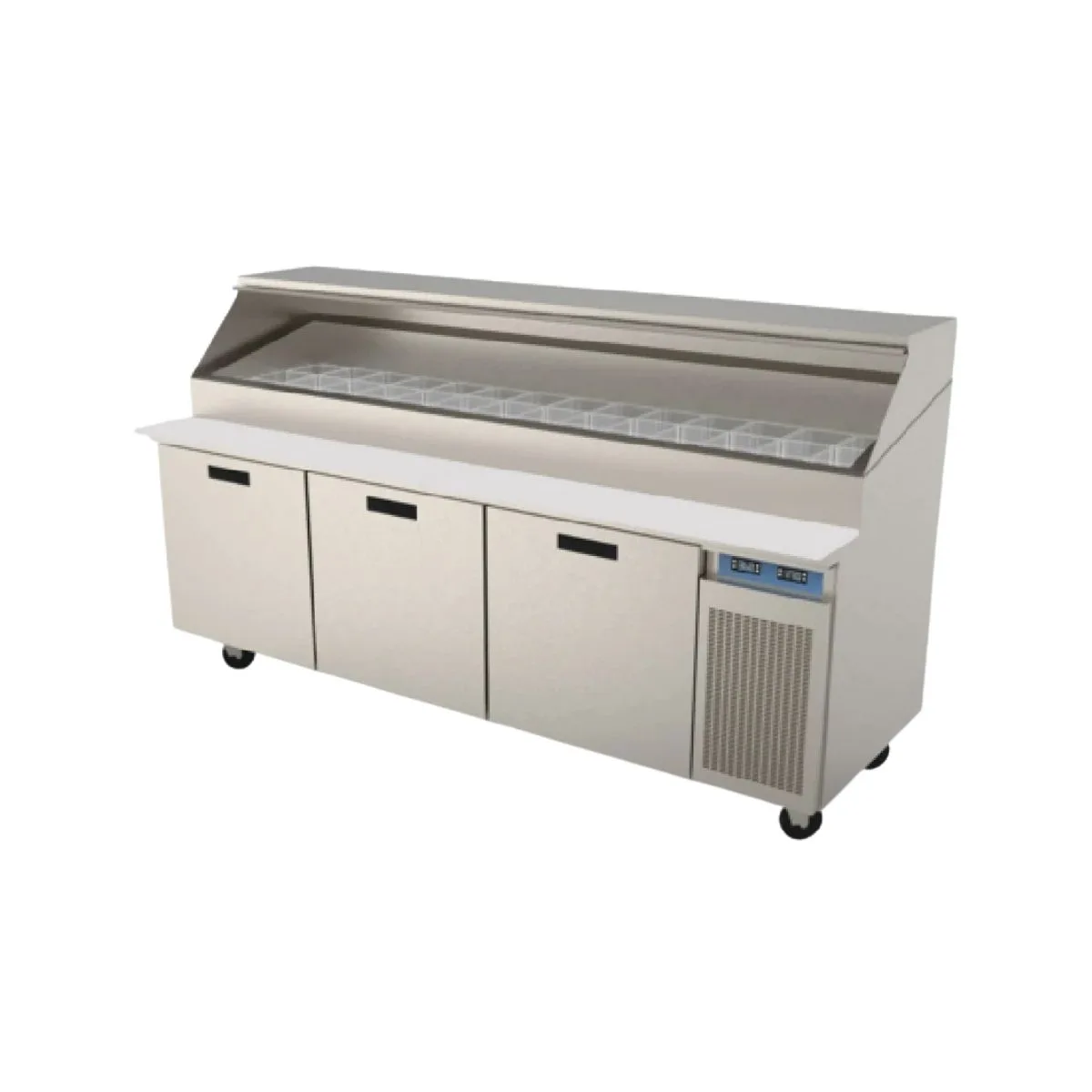 Randell 8395W-290 95" 3-Section Refrigerated Pizza Prep Table w/ 3 Doors, 28.18 cu. ft.