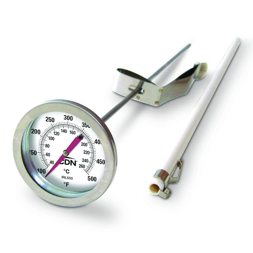 CDN IRL500 Fry Thermometer, Long Stem 12", 100-500°F, Waterproof, 304 Stainless Steel Housing