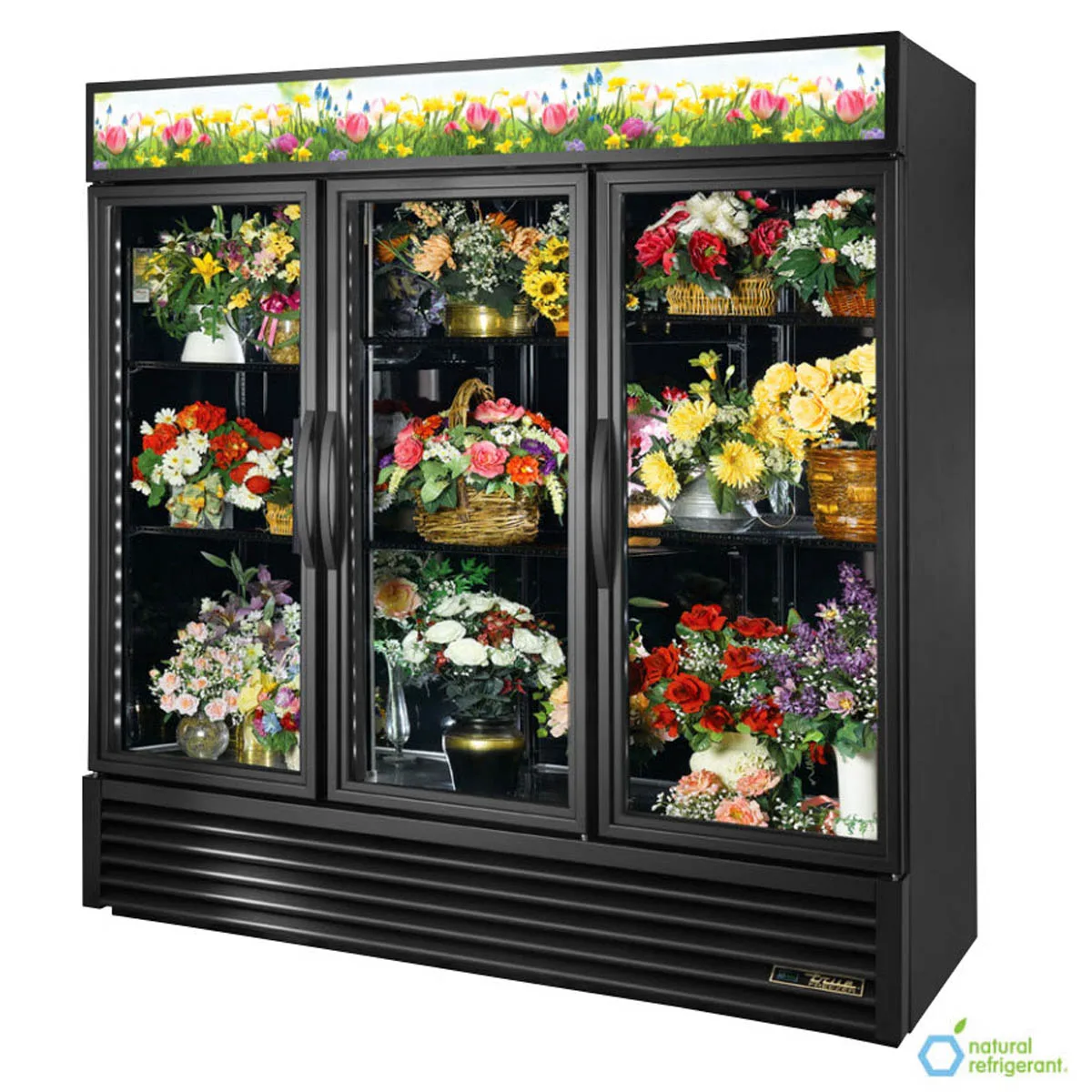 True GDM-72FC-HC~TSL01 - 78" Three‑Section Floral Merchandiser, 6 Shelves