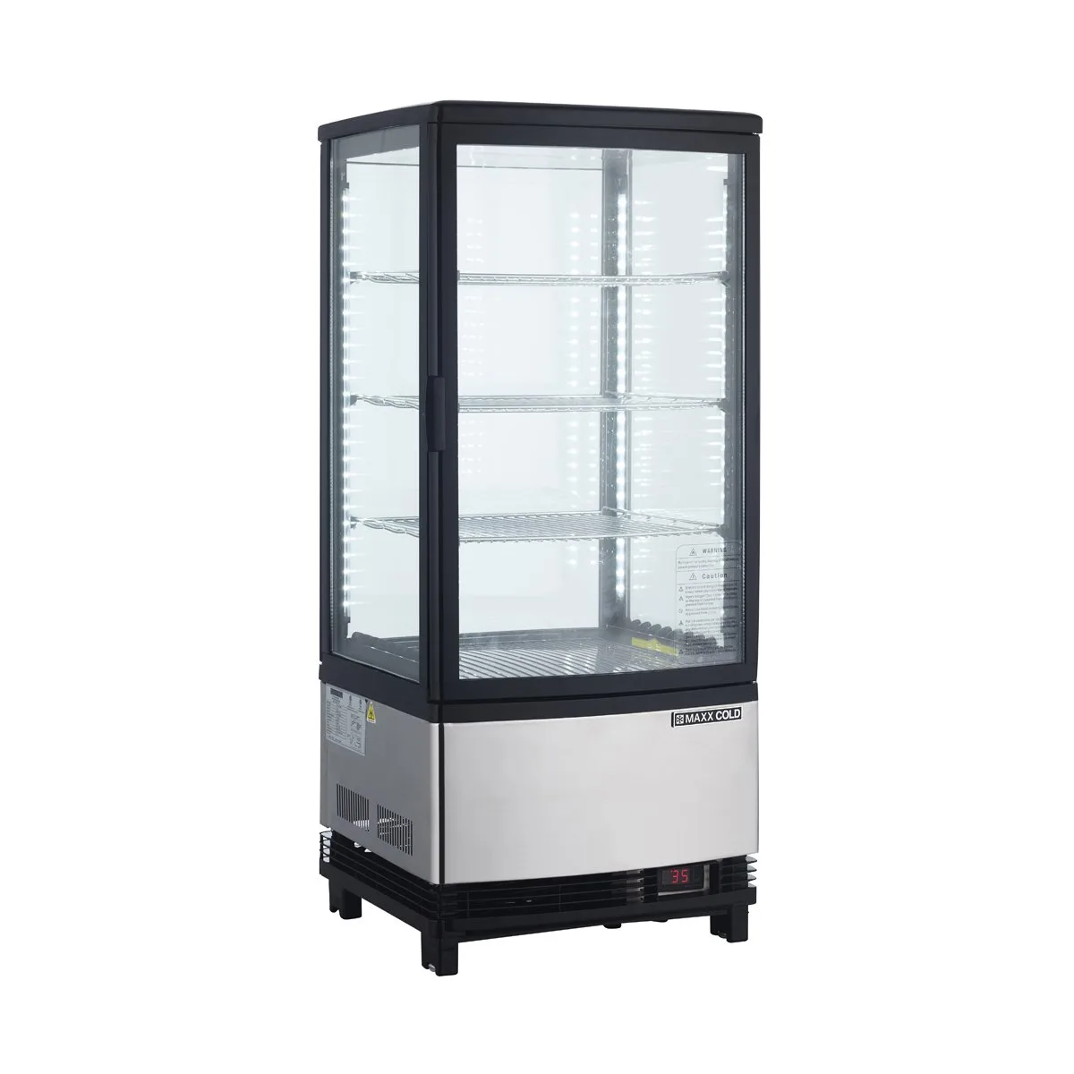 Maxx Cold MECR-32D 16" Self Service Countertop Refrigerated Display Case with  2 Pass-Thru Hinged Glass Doors , 3 Shelves - 3.03 cu. ft.