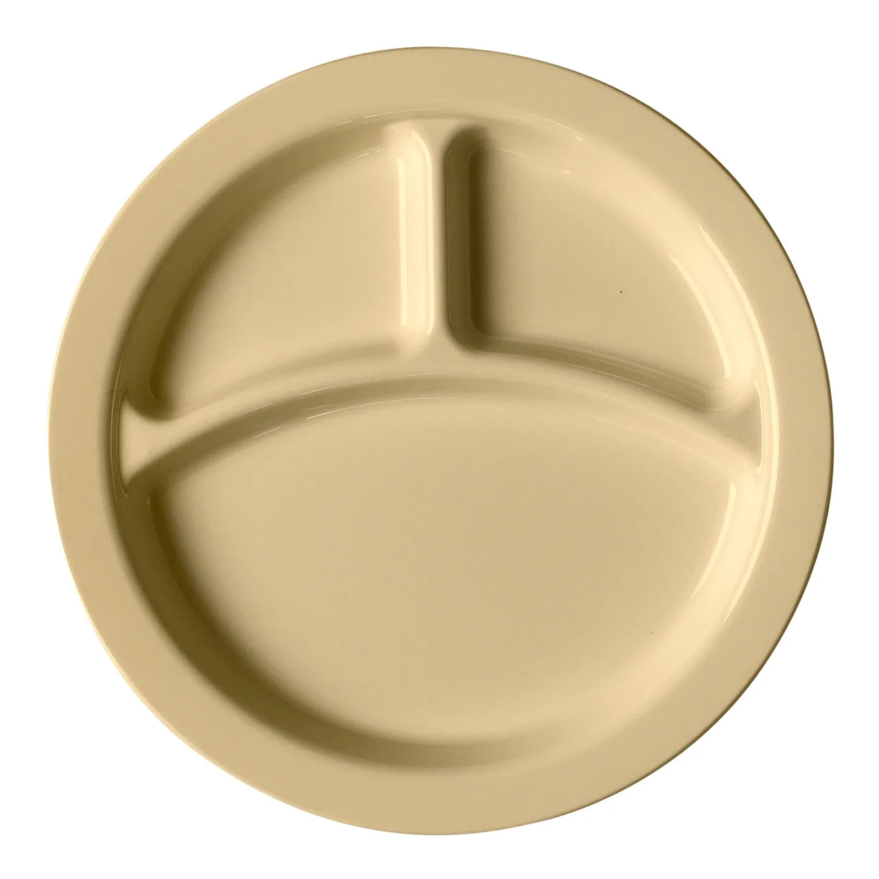 Cambro 93CW133 9" Beige PC 3‑Compartment Plate, Scratch‑Resistant Finish, NSF‑Certified, Made in USA