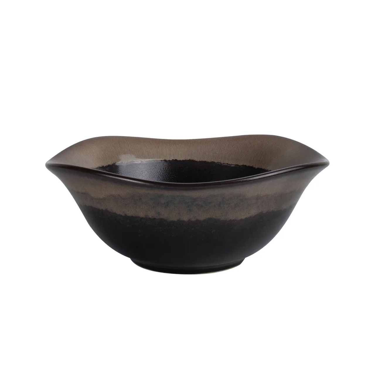 CAC China VEN-MB9 Venus Soup/Salad Bowl, 9" 50oz, Midnight Black/Desert Beige - Dozen