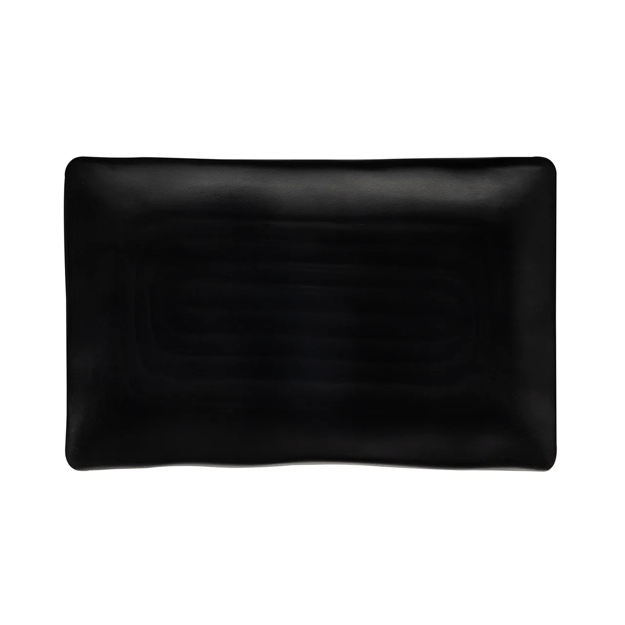 CACChina XCLD-RT13 Platter 11-7/8"W x 8-1/8"D x 1-1/8"H Rect Black China Curved Med Rim - Dozen