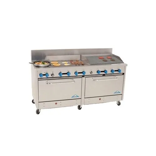 Comstock-Castle 2F330-30-2.5RB 72" Gas Restaurant Range w/ (2) Open Burners, (1) 30" Griddle, (1) 30" Charbroiler, (2) Standard Ovens, 266.000 BTU