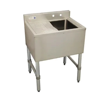 Serv-Ware BAR1B14-CWP-V 14" 1 Compartment Underbar Sink with 4" Faucet Holes, No Drainboards