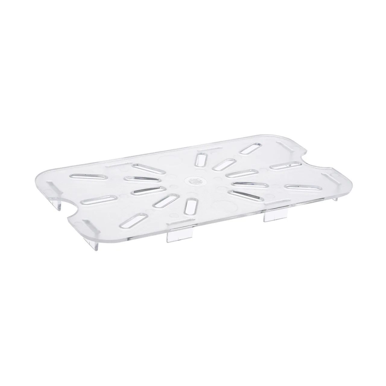CAC China PCDS-Q Food Pan Drain Shelf, 1/4-Size, Polycarbonate, Clear, NSF, Dishwasher/Freezer Safe