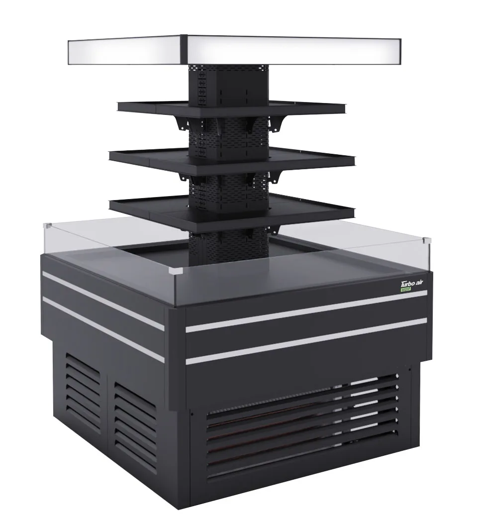 Turbo Air TIOM-48CCB-N 47" Island Display Self-Serve Refrigerated Merchandiser in Black, 3 Shelves