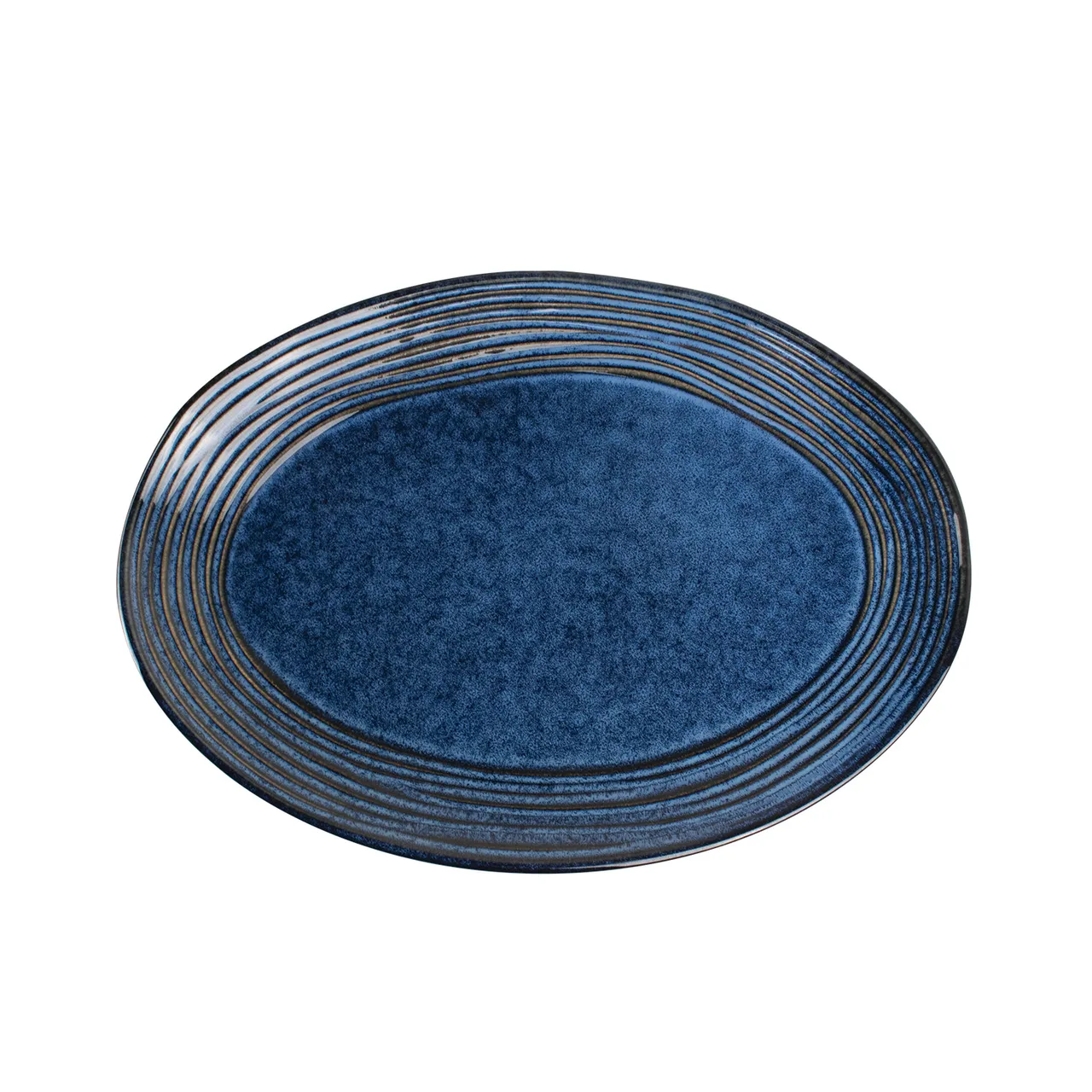 CAC China NEP-14 Neptune Platter, 12-3/4" Starry Night Blue/Black China Dinnerware, Dozen