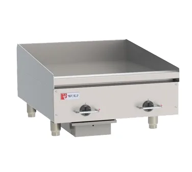 Wolf WEG24E 24" Countertop Electric Griddle with 24" x 24" Surface, 1/2" Steel Plate, Thermostatic Controls