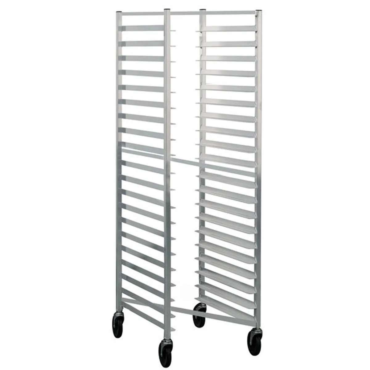 Lakeside 8521 20 Pan End Load Full Height Aluminum Nesting Bun / Sheet Pan Rack w/ 2" Bottom Load Slides