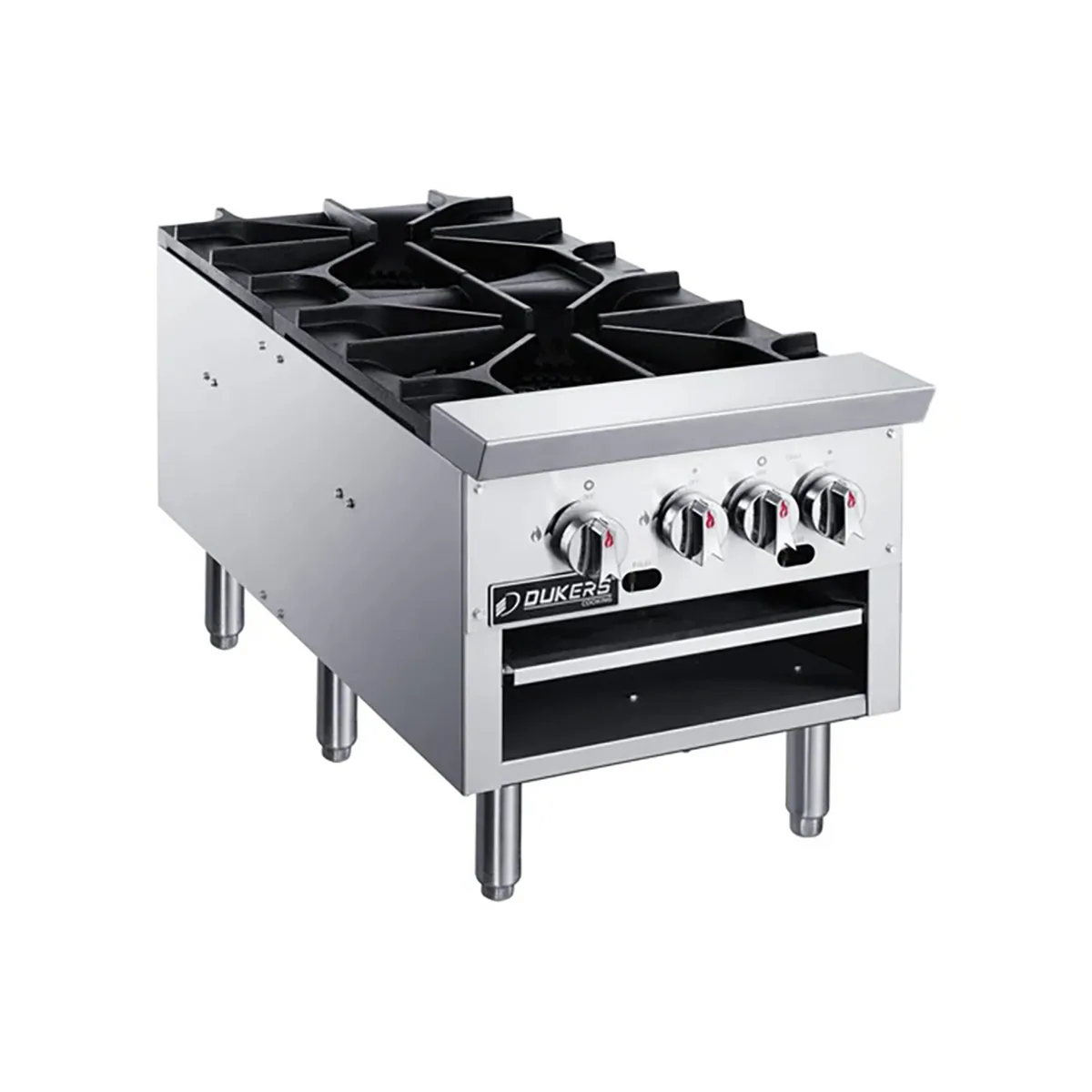 Dukers Appliance Co DCSPB2 18" Gas Stock Pot Range, (2) Three Ring Burners, Low Height, 160.000 BTU 