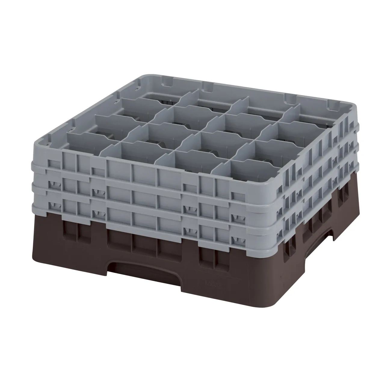 Cambro 16S738167 Camrack Glass Rack, Brown, Full Size, 19-3/4" x 19-3/4", 16 Compartments, 4-3/8" Max Dia