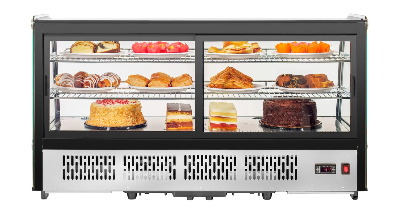 Migali C-70CTC-48 48" Refrigerated Display Case, 7.1 cu ft, Stainless Sliding Glass 2 Chrome Shelves