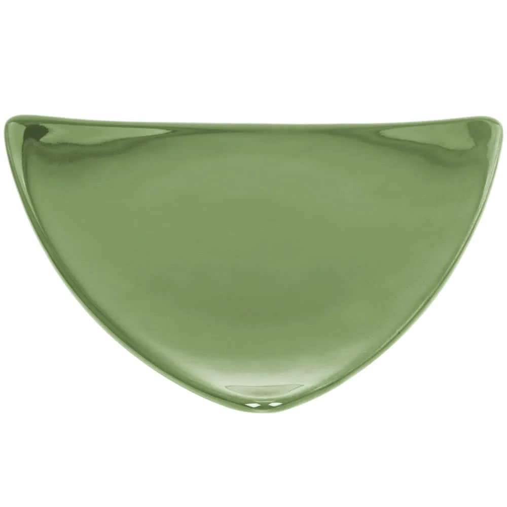 CACChina TRG-16-G Triangular Plate Flat Edge 10-1/2" x 10-1/2" x 1-1/8" Green Ceramic - Dozen