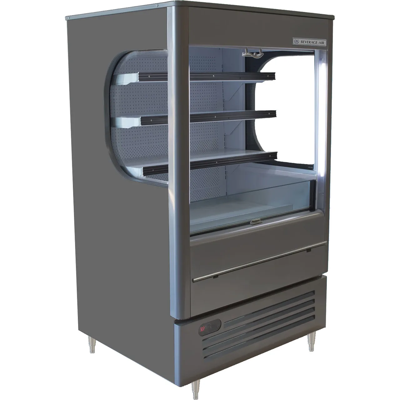 Beverage Air VMHC-7-1-G 35" Gray Vuemax Open Air Merchandiser, 3 Shelves, Vertical Case, Glass Sides, 10 cu. ft.