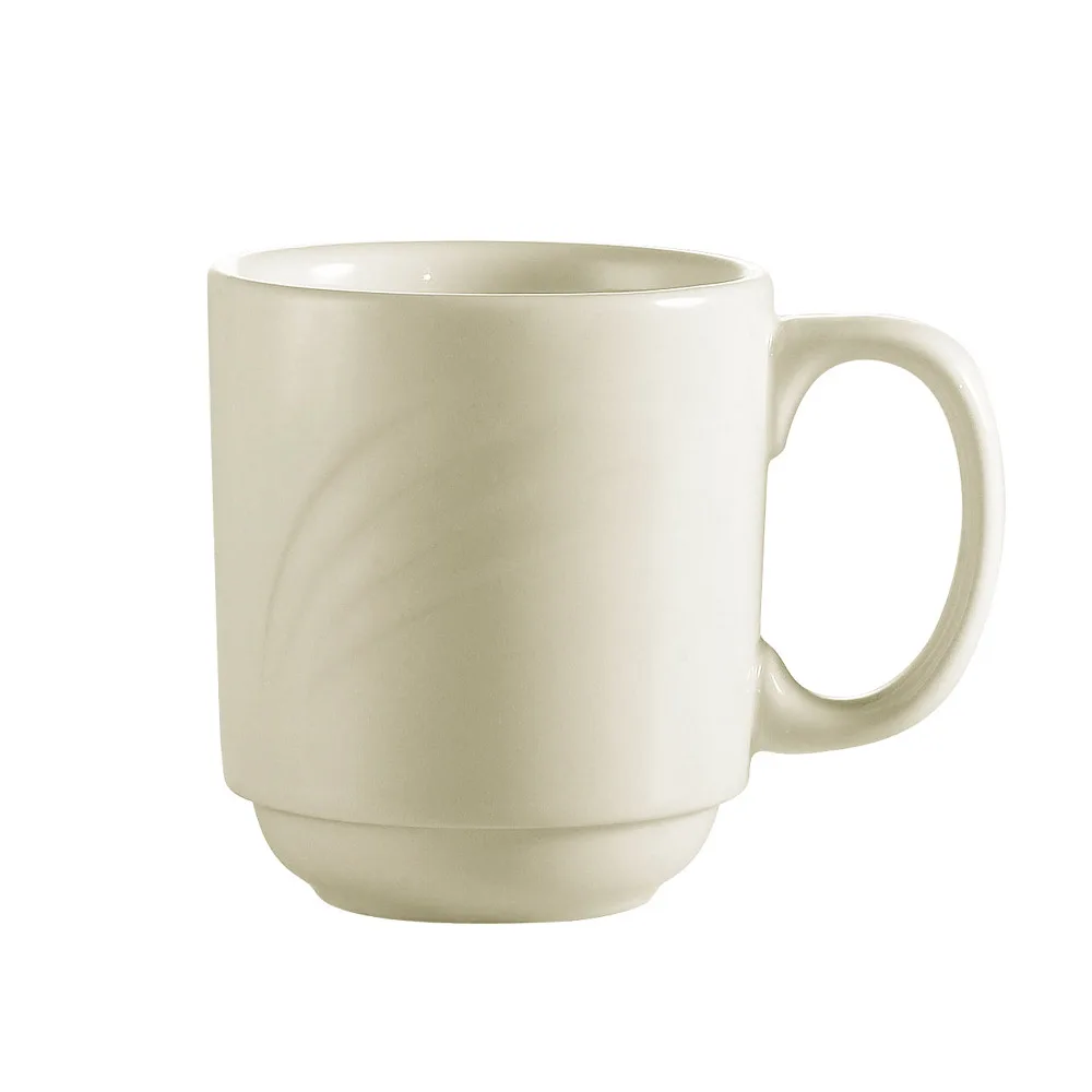 CAC China GAD-M12 Garden Mug, 12‑Ounce White Porcelain, 3.38" Dia x 3.75" H - 1 Dozen