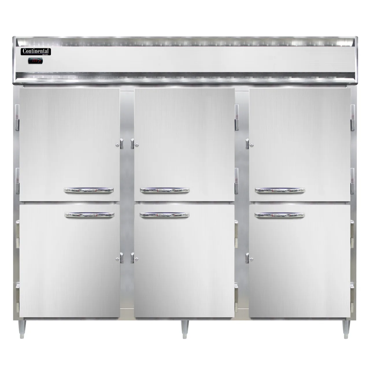 Continental Refrigerator DL3WE-PT-HD 3-Section Heated Holding Cabinet, 75 cu ft, Stainless Steel Front, Aluminum Sides, Hinged Half-Doors