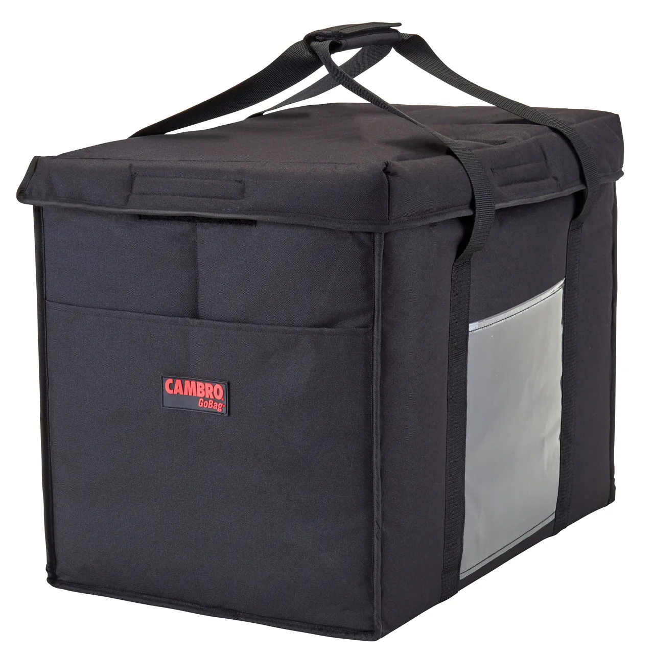 Cambro GBD211417110 GoBag Delivery Bag, Large 21"x14"x17", Black Nylon, Folding, Velcro Lid, High Density Insulation