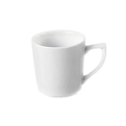 CAC China FT-8-P Frontier Mug, 8-9 oz (3‑1/4" Dia. x 3/4" H), Super White Porcelain - 1 Dozen