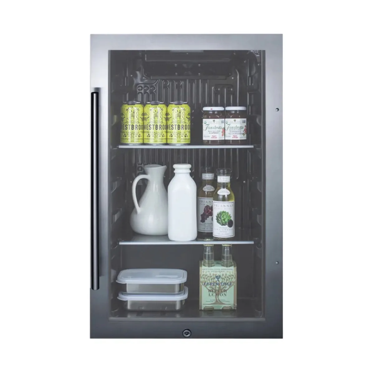 Summit SPR488BOS 19" Built-in Outdoor Glass Door Refrigerator in Black, 3.13 cu. ft.