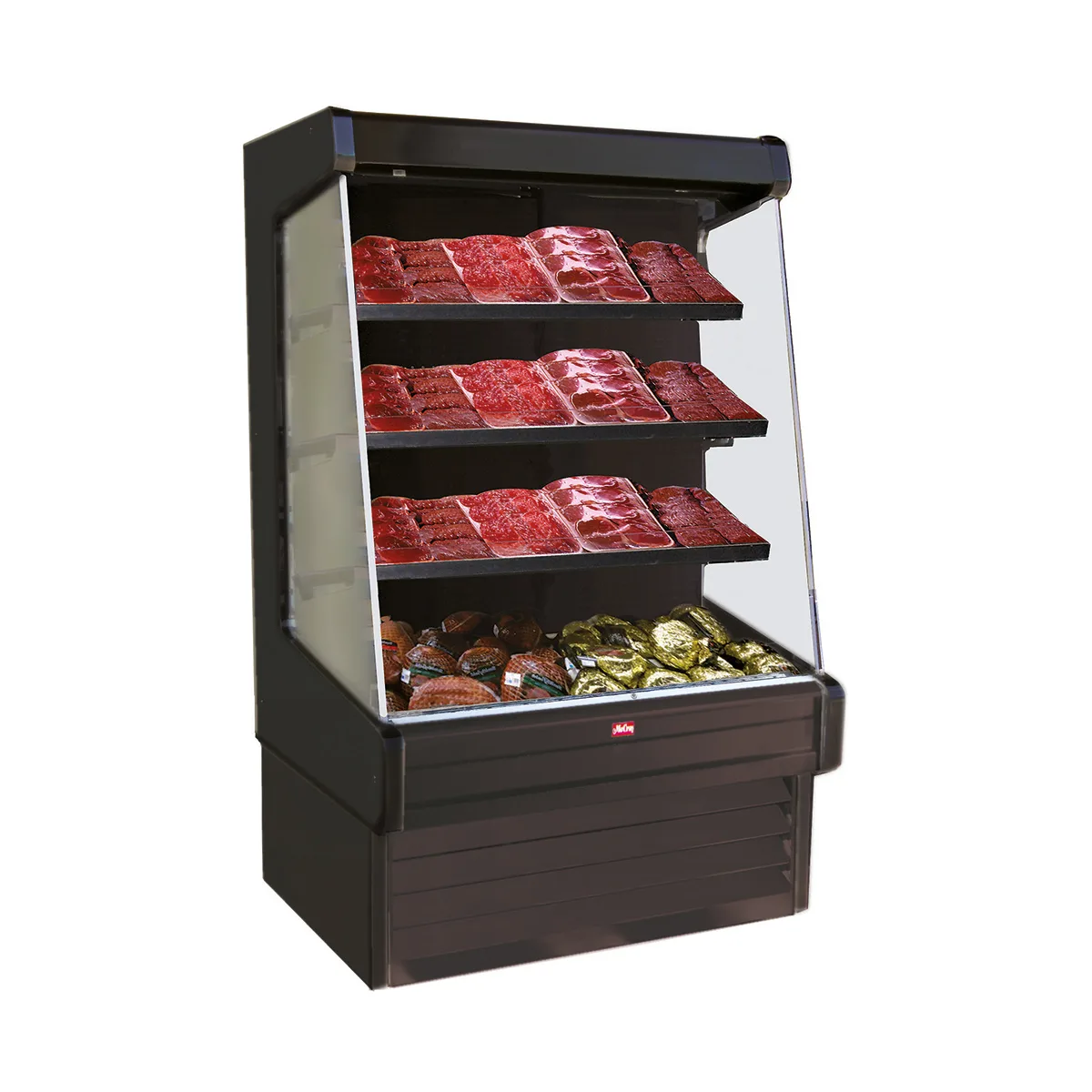Howard-McCray SC-OM30E-6-B-LED 75'' Vertical Meat Open Merhandiser in Black, Self-Contained